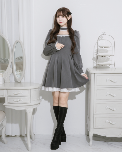 pium チュールフリルドーリーニットパフワンピ(チュールフリル pium チュールフリルドーリーニットパフワンピ(チュールフリル