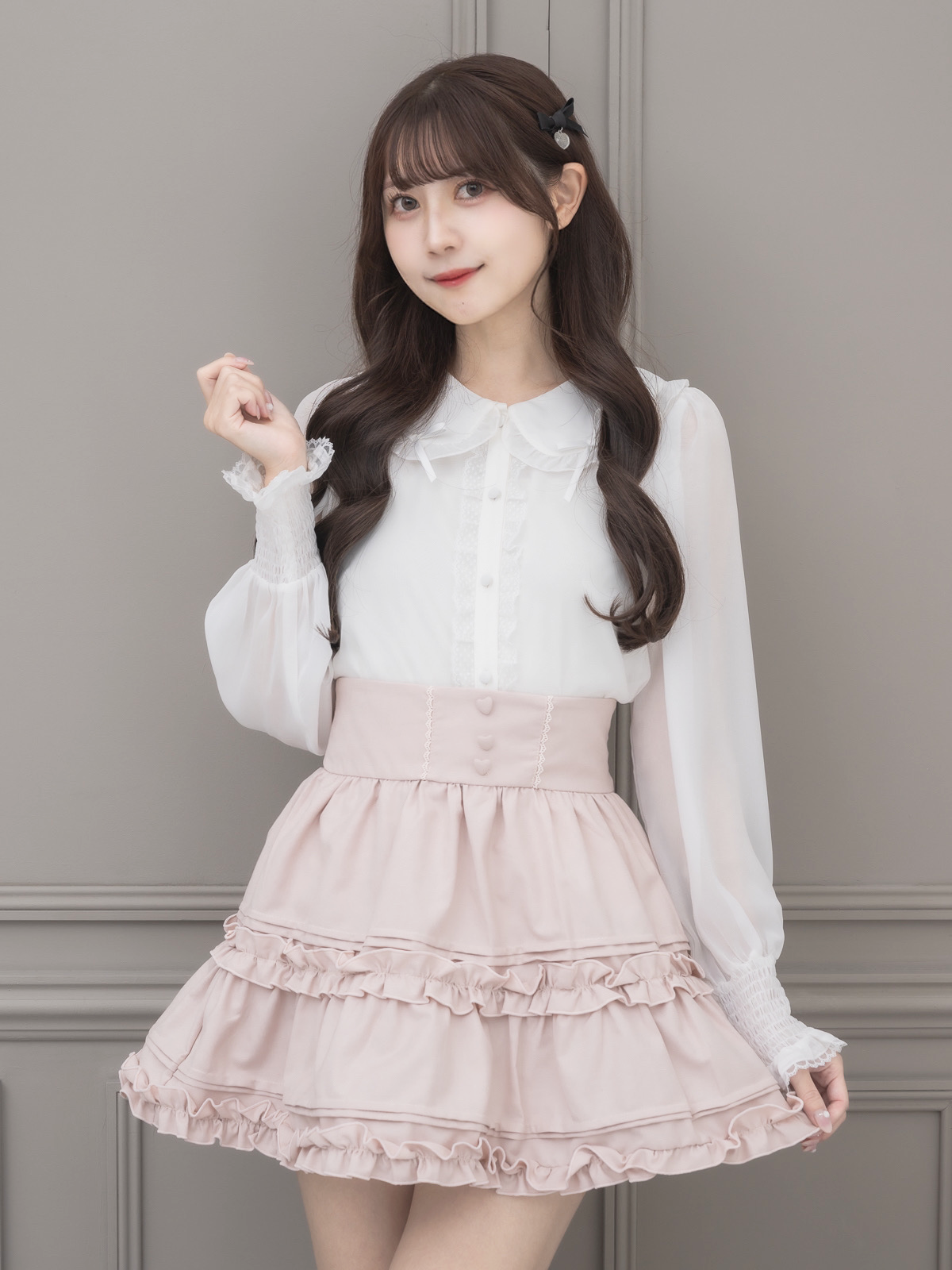 モデル身長:159cm/着用カラー:ホワイト