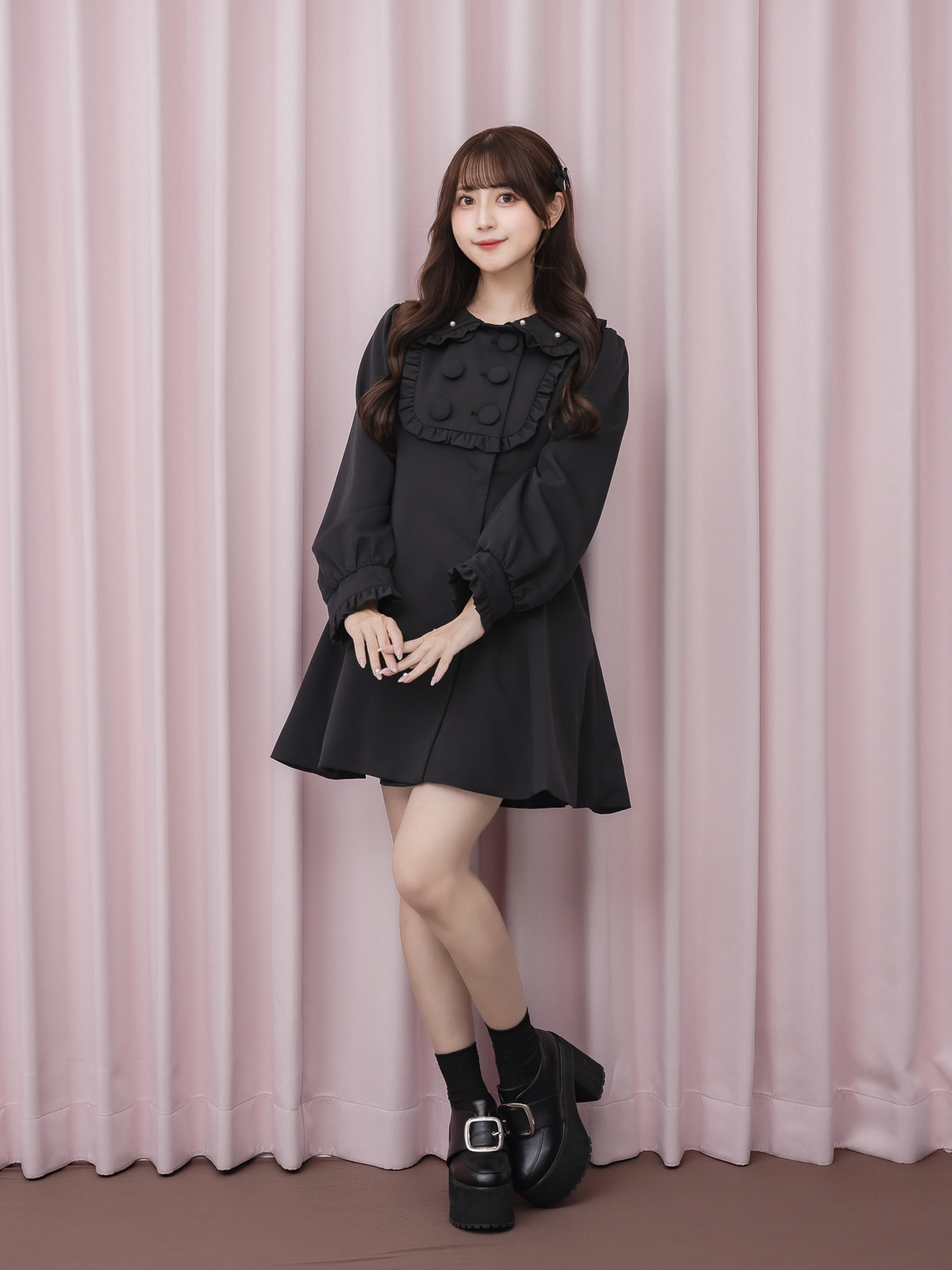 モデル身長:159cm/着用カラー:ブラック