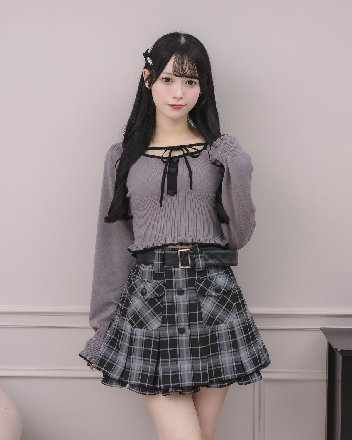 ウエストリブハートボタンニット – pium