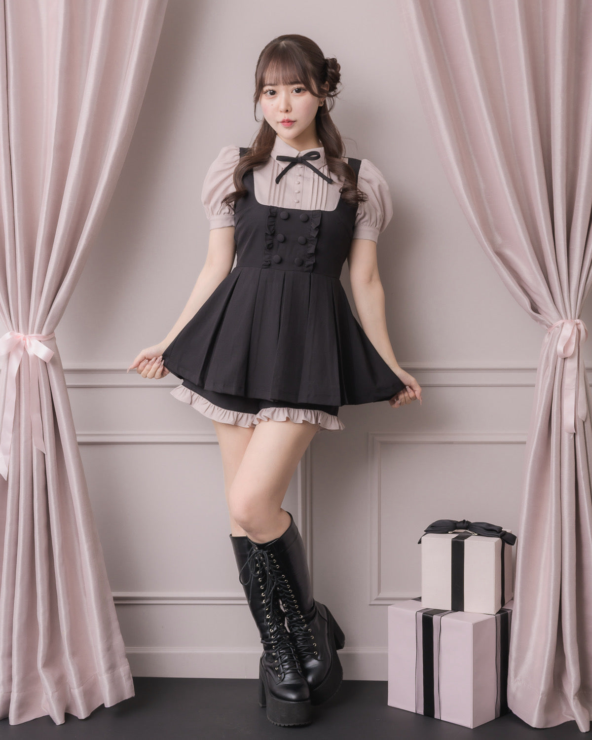モデル身長：157cm/着用カラー:ブラック