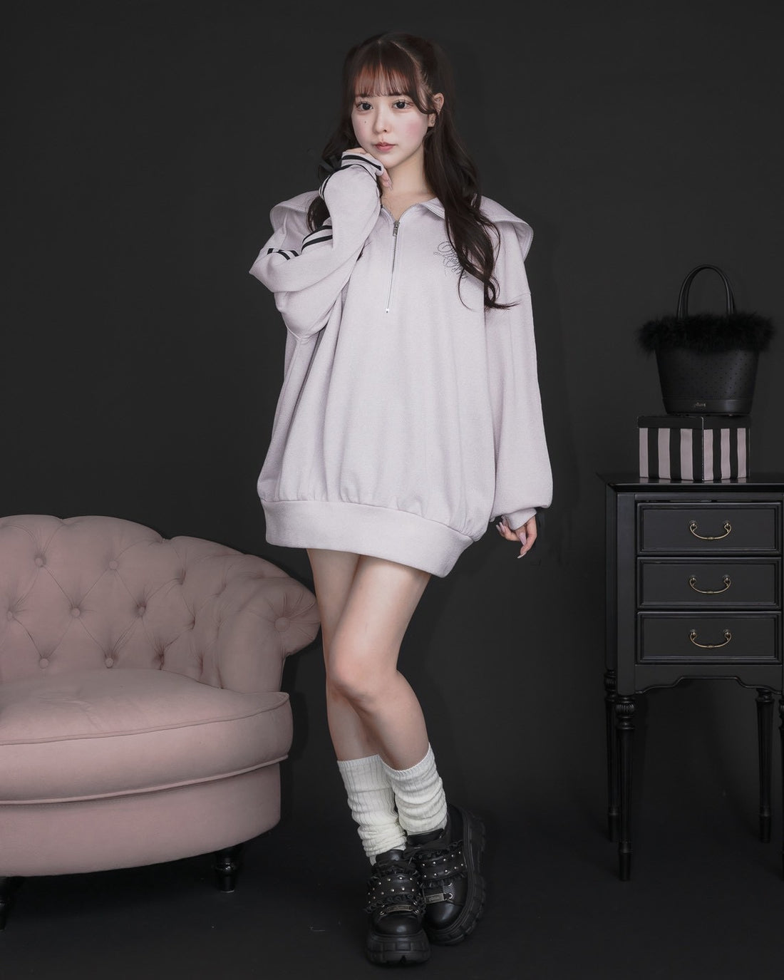 モデル身長：157cm/着用カラー:ピンク