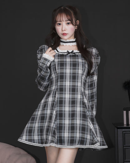 モデル身長：157cm/着用カラー:ブラックチェック