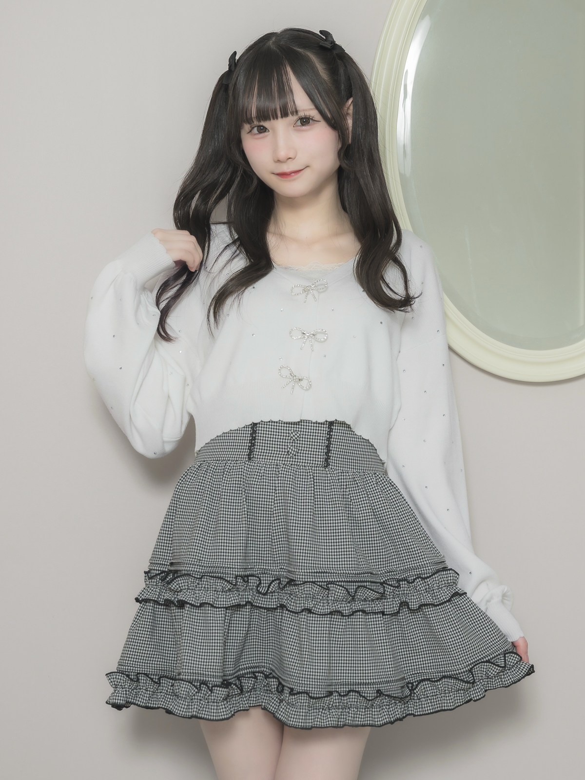 モデル身長:155cm/着用カラー:ギンガム