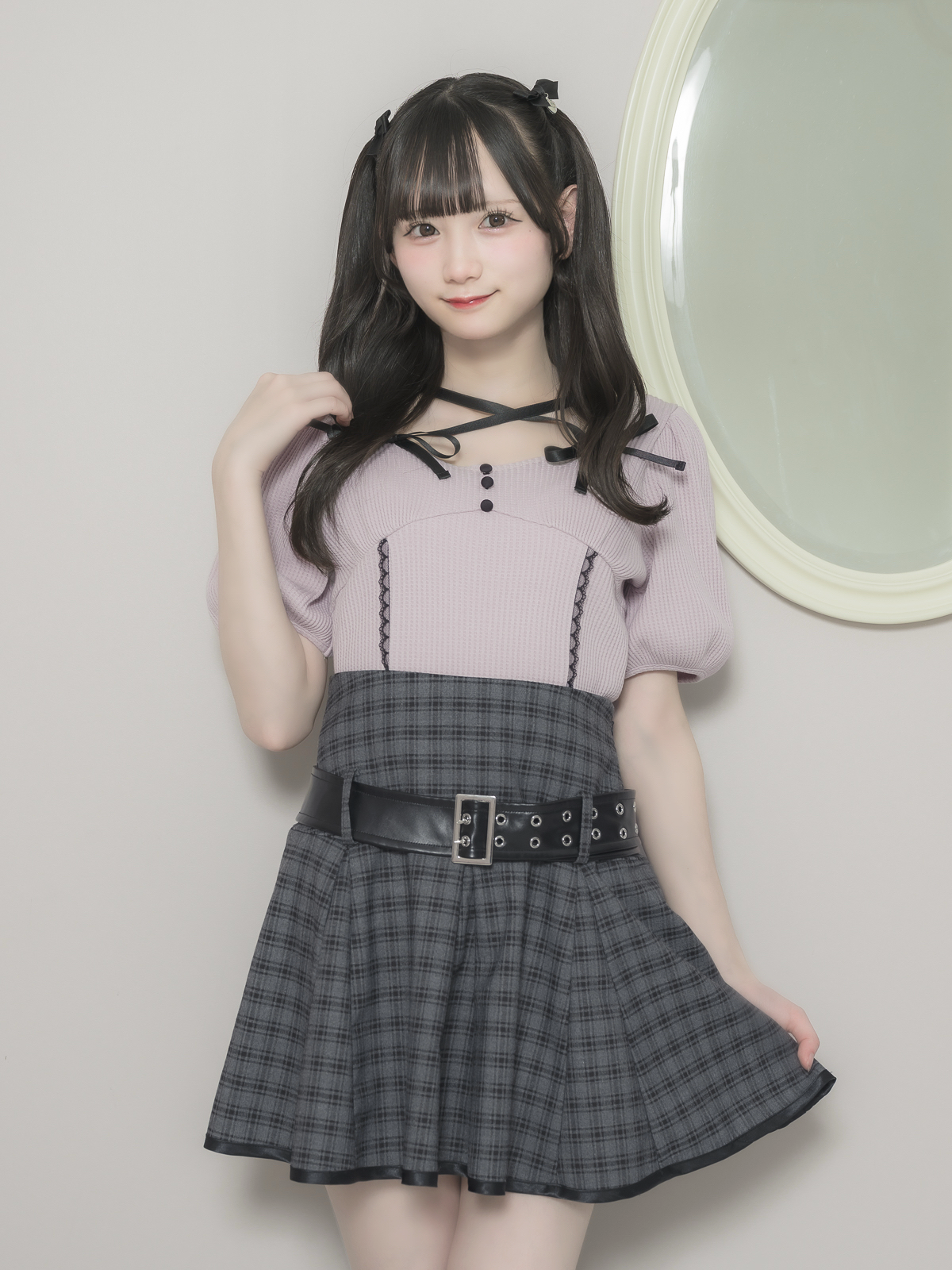 モデル身長:155cm/着用カラー:ダークチェック