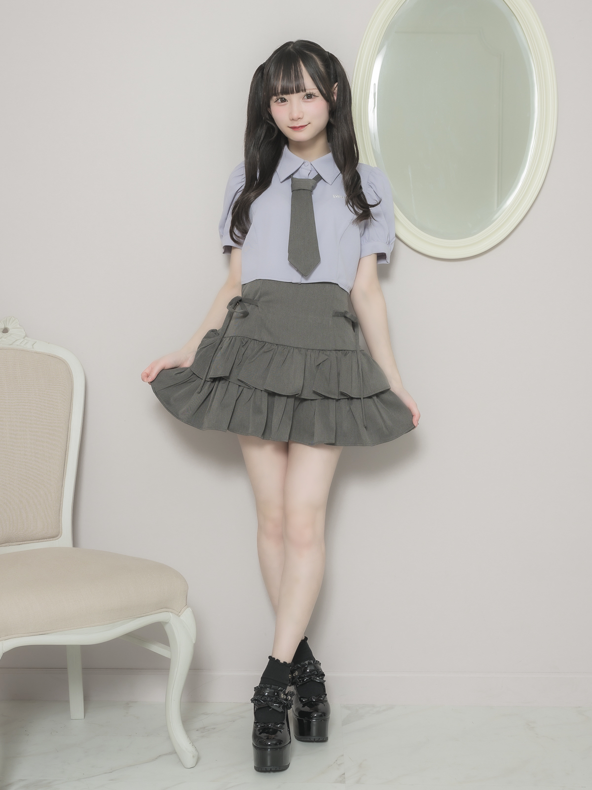 モデル身長:155cm/着用カラー:ブルー