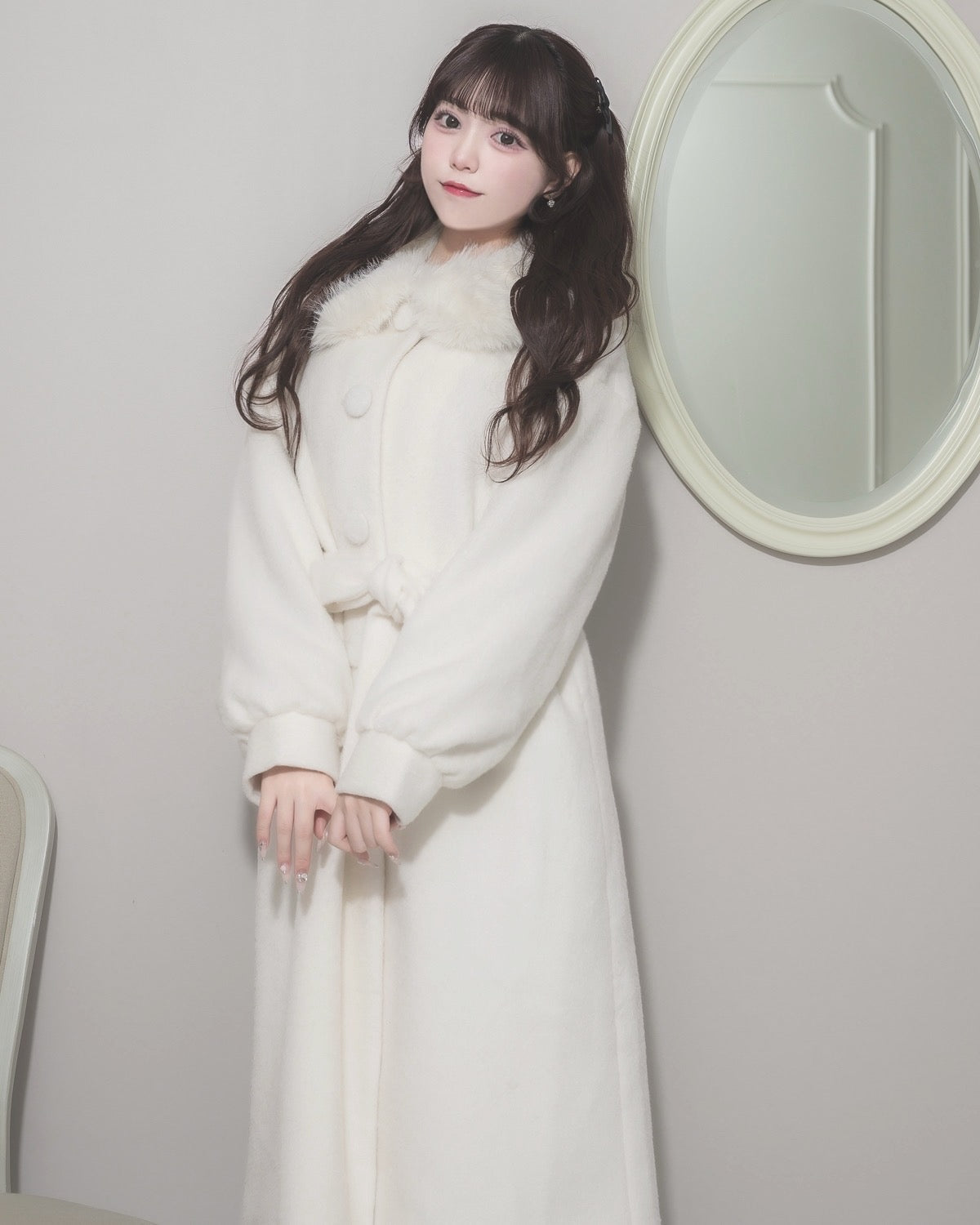 モデル身長:163cm/着用カラー:アイボリー