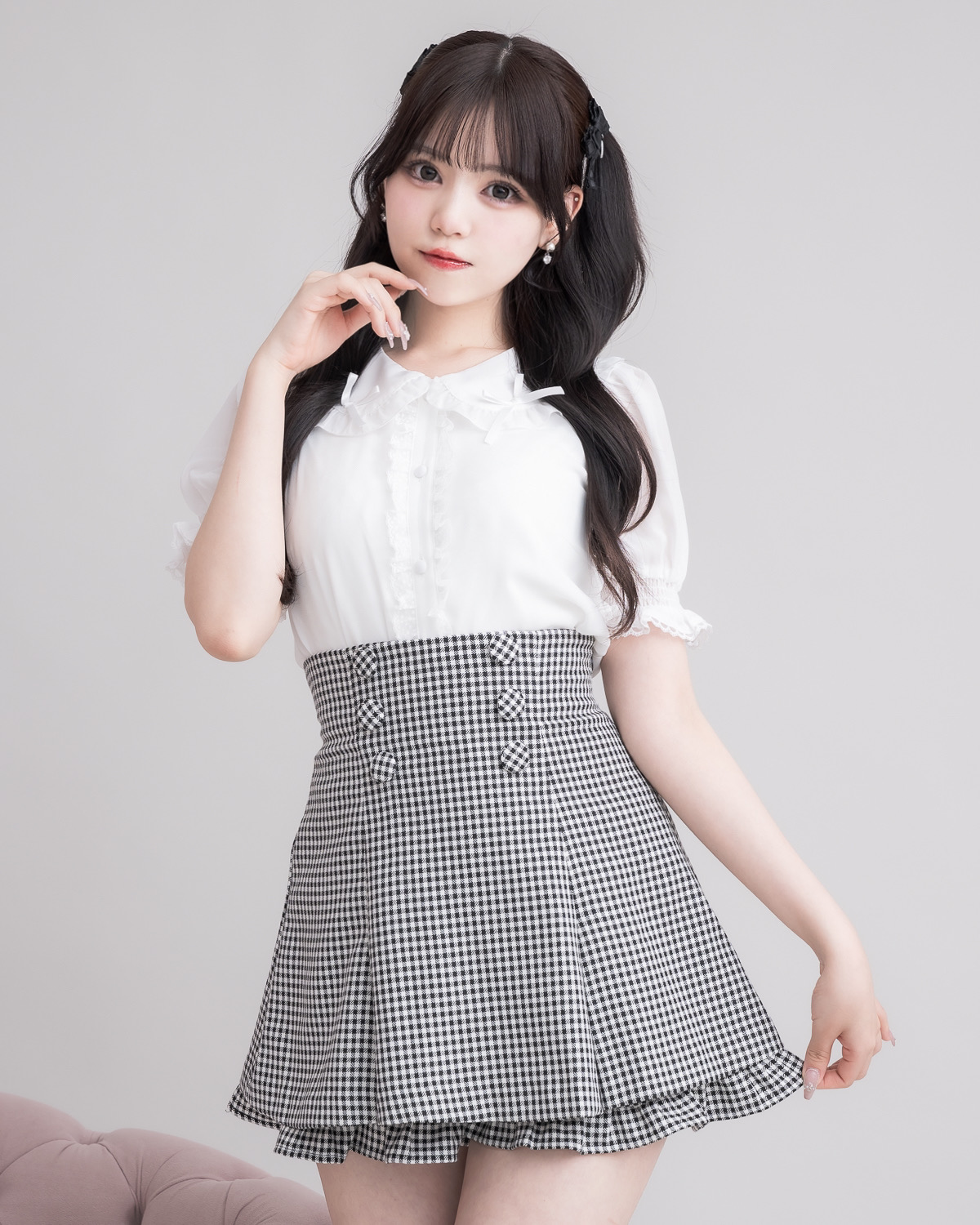 モデル身長：163cm/着用カラー：ギンガム