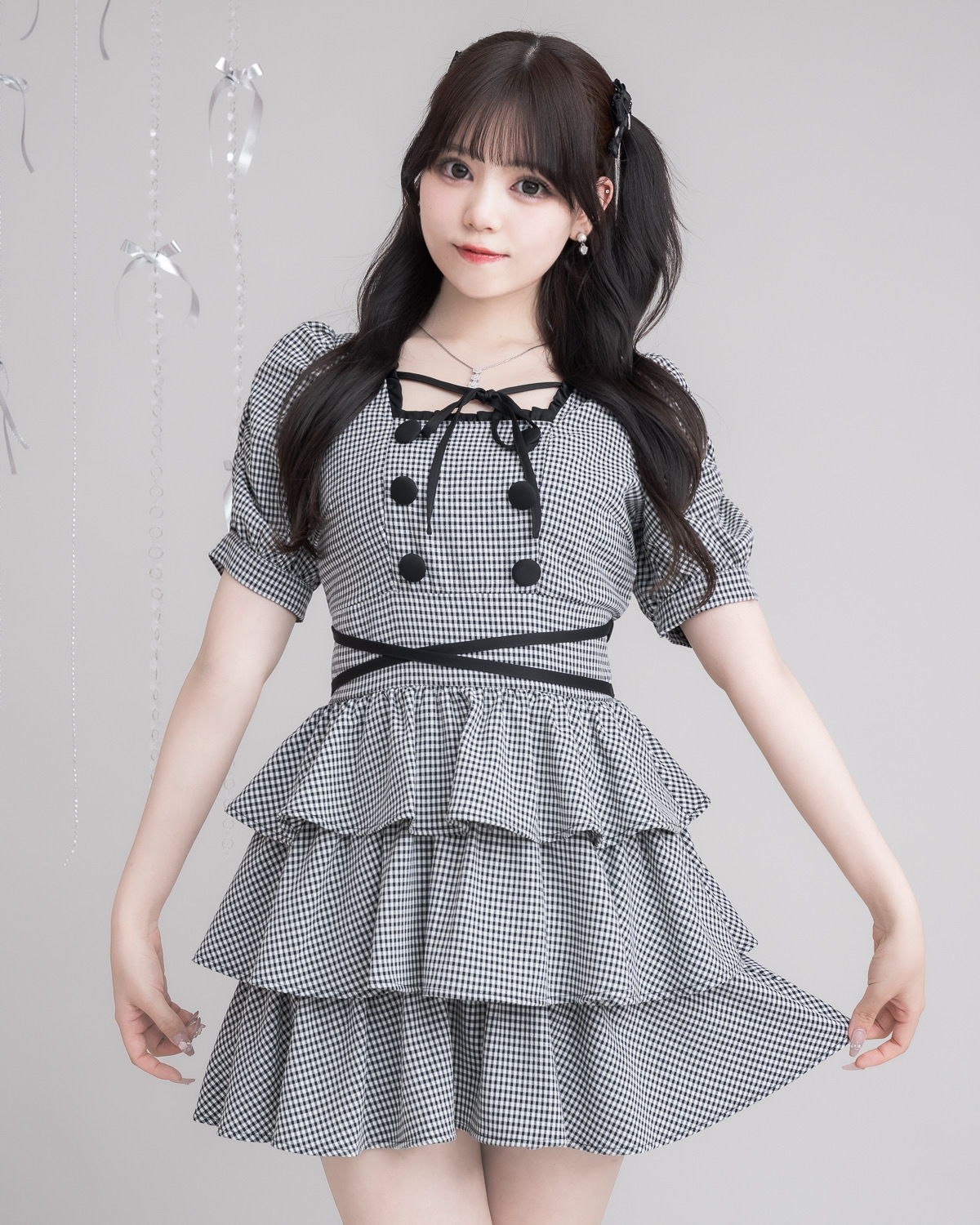 モデル身長:163cm/着用カラー:ギンガム