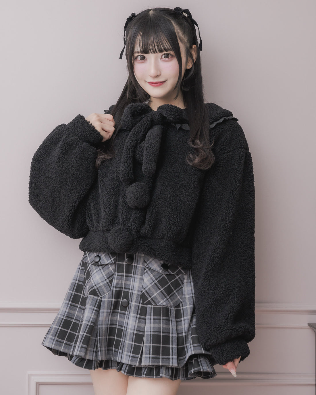 モデル身長：157cm/着用カラー:ブラック