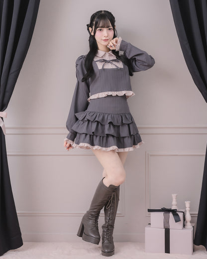 モデル身長：155cm/着用カラー：チャコールストライプ
