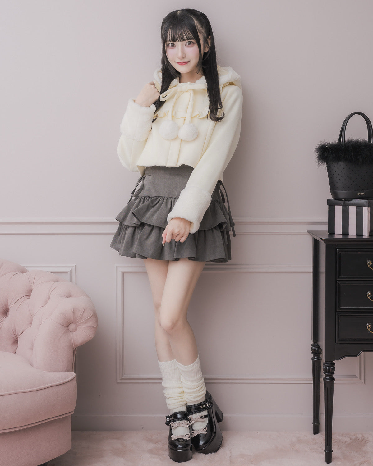 モデル身長:157cm/着用カラー:ホワイト