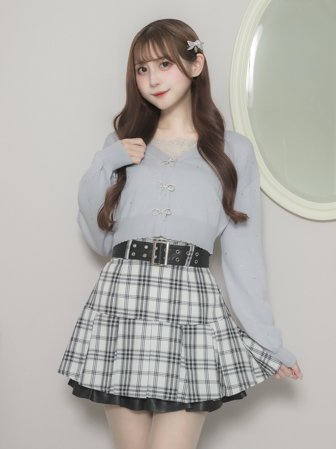 モデル身長：159cm/着用カラー:ライトブルー