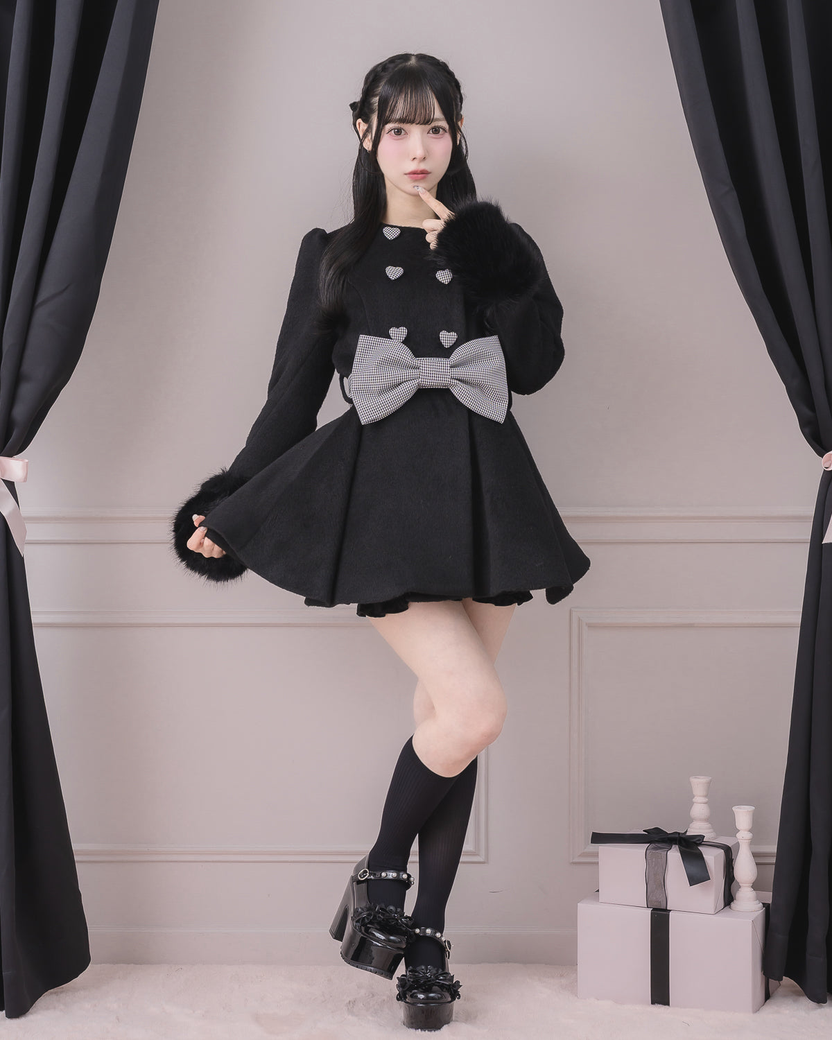 モデル身長：155cm/着用カラー：ブラックミックス