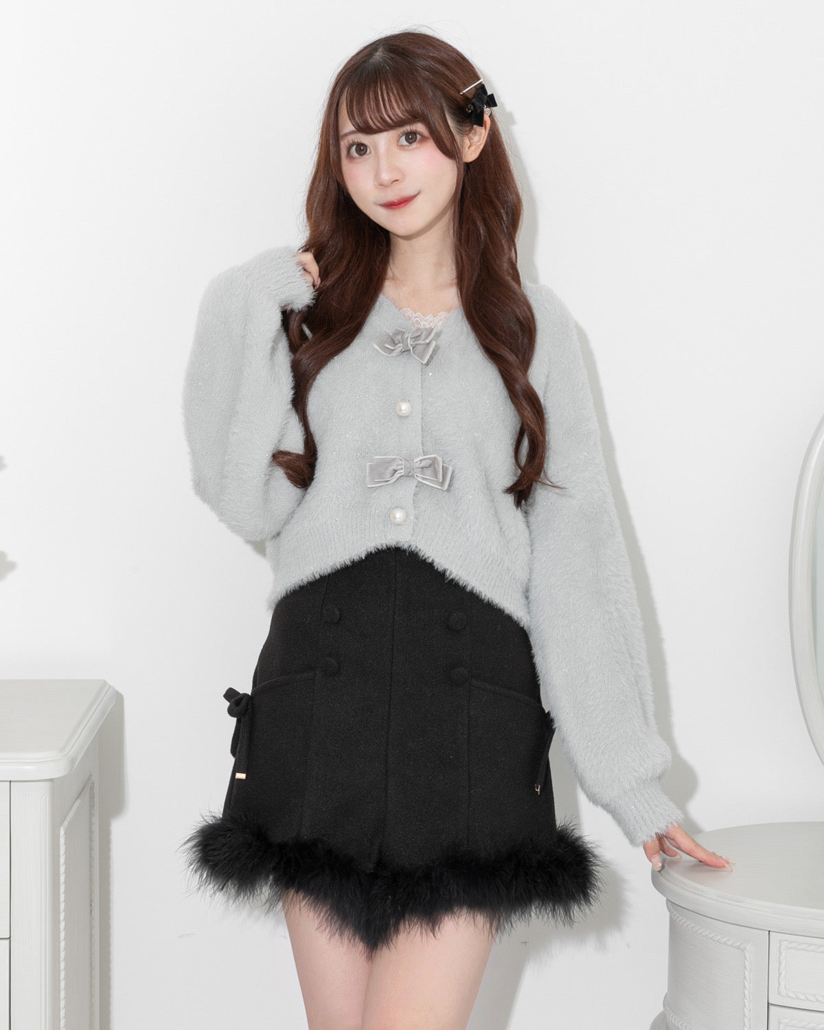 モデル身長:158cm/着用カラー:ブルーグレー