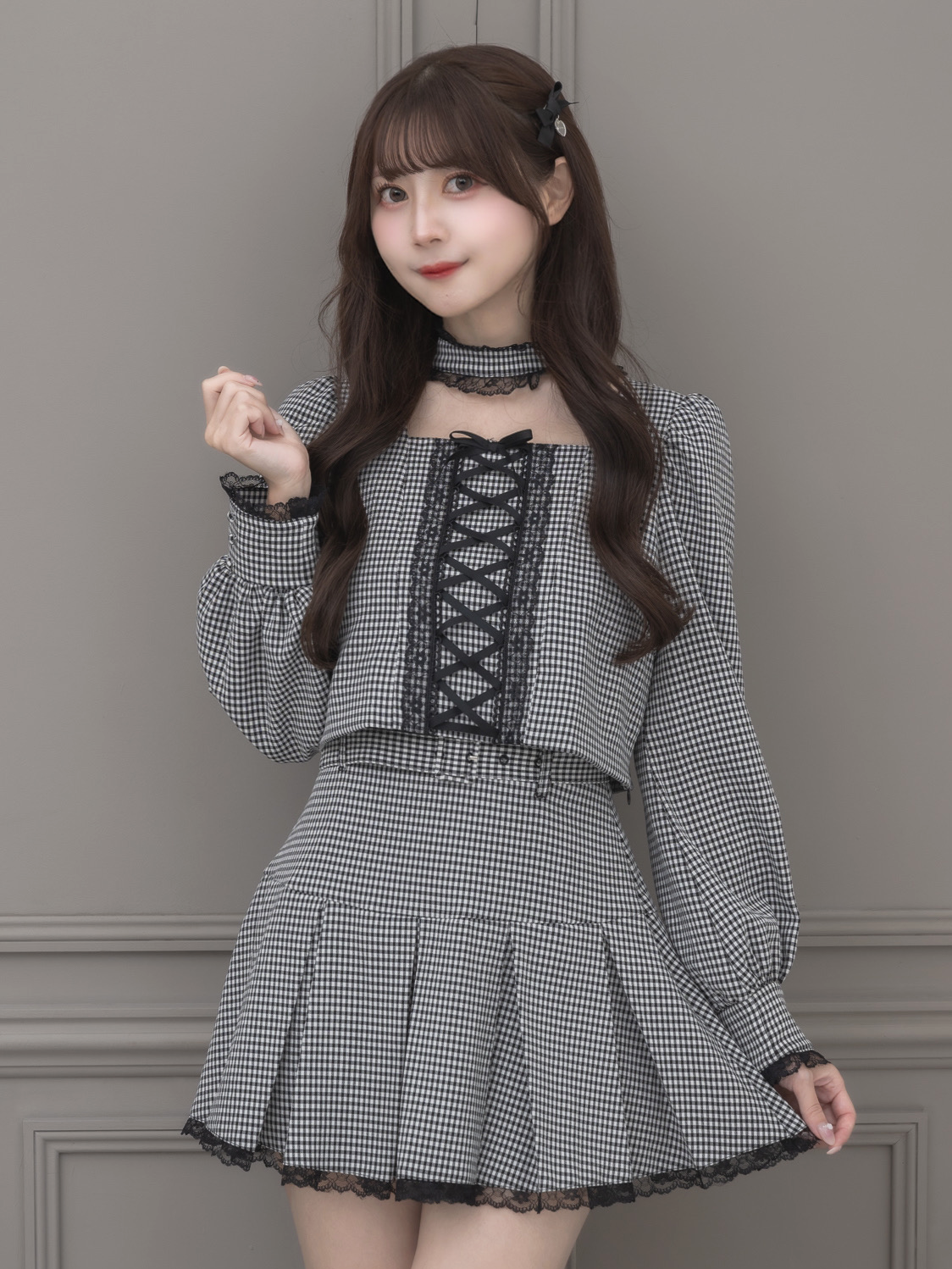 モデル身長:159cm/着用カラー:ギンガム