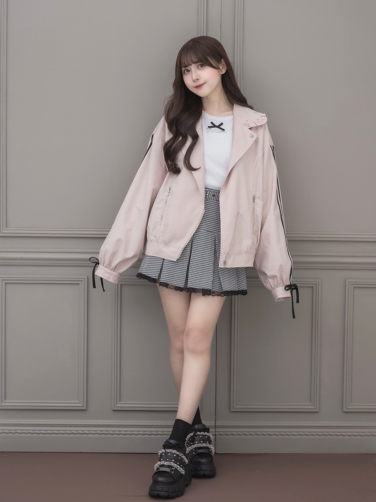 モデル身長:159cm/着用カラー:ピンク