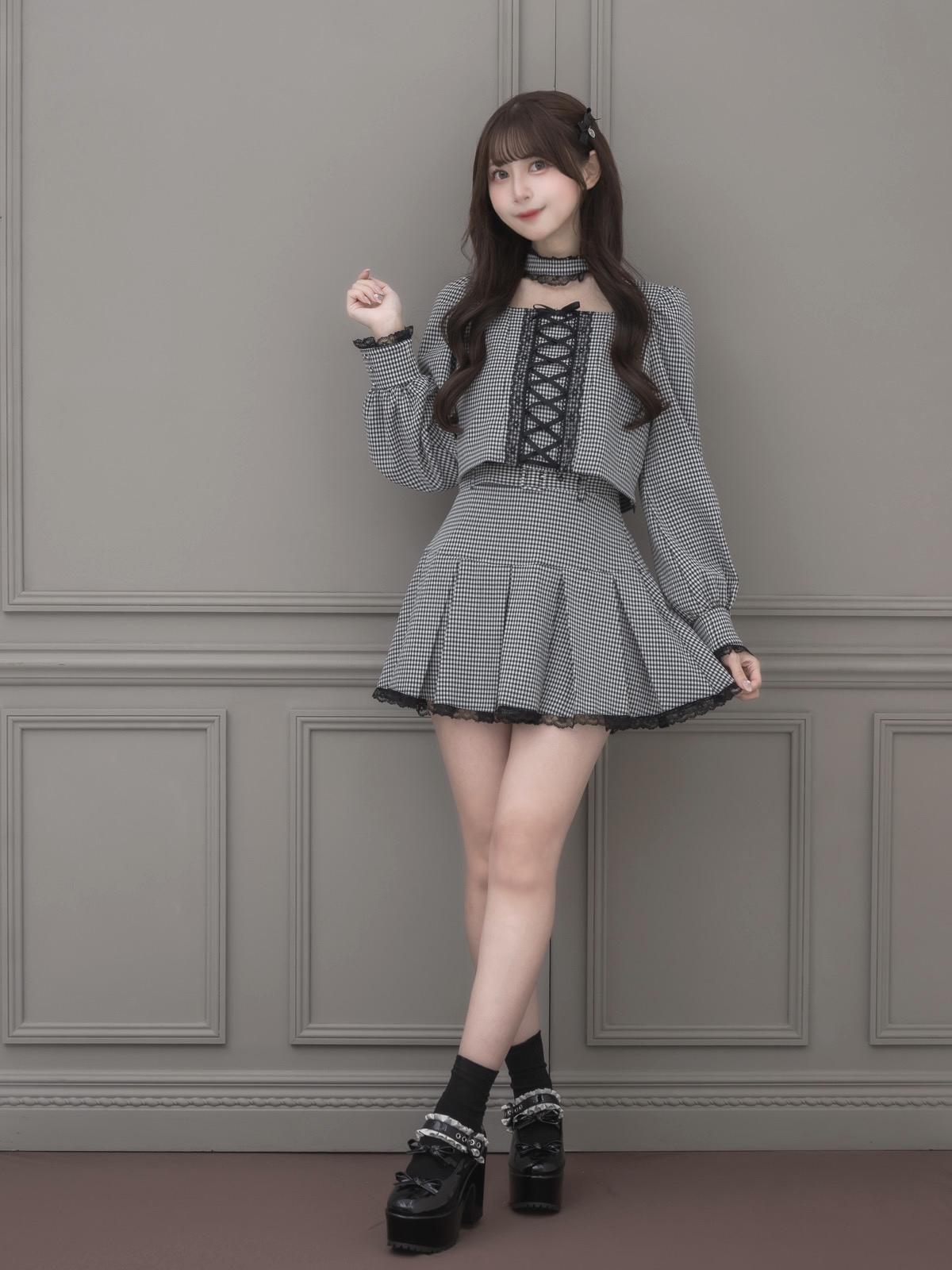 モデル身長:159cm/着用カラー:ギンガム