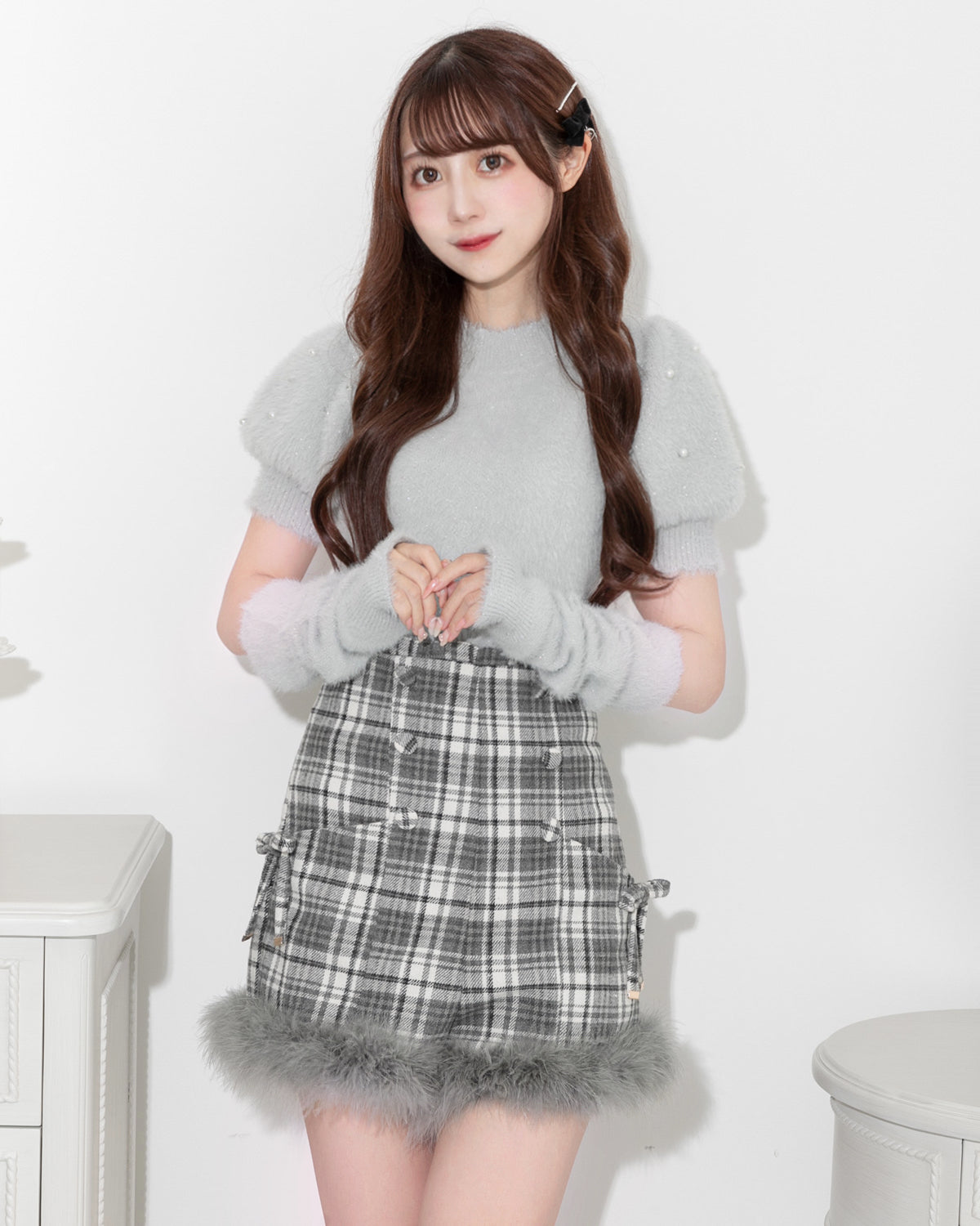 モデル身長:158cm/着用カラー:ブルーグレー