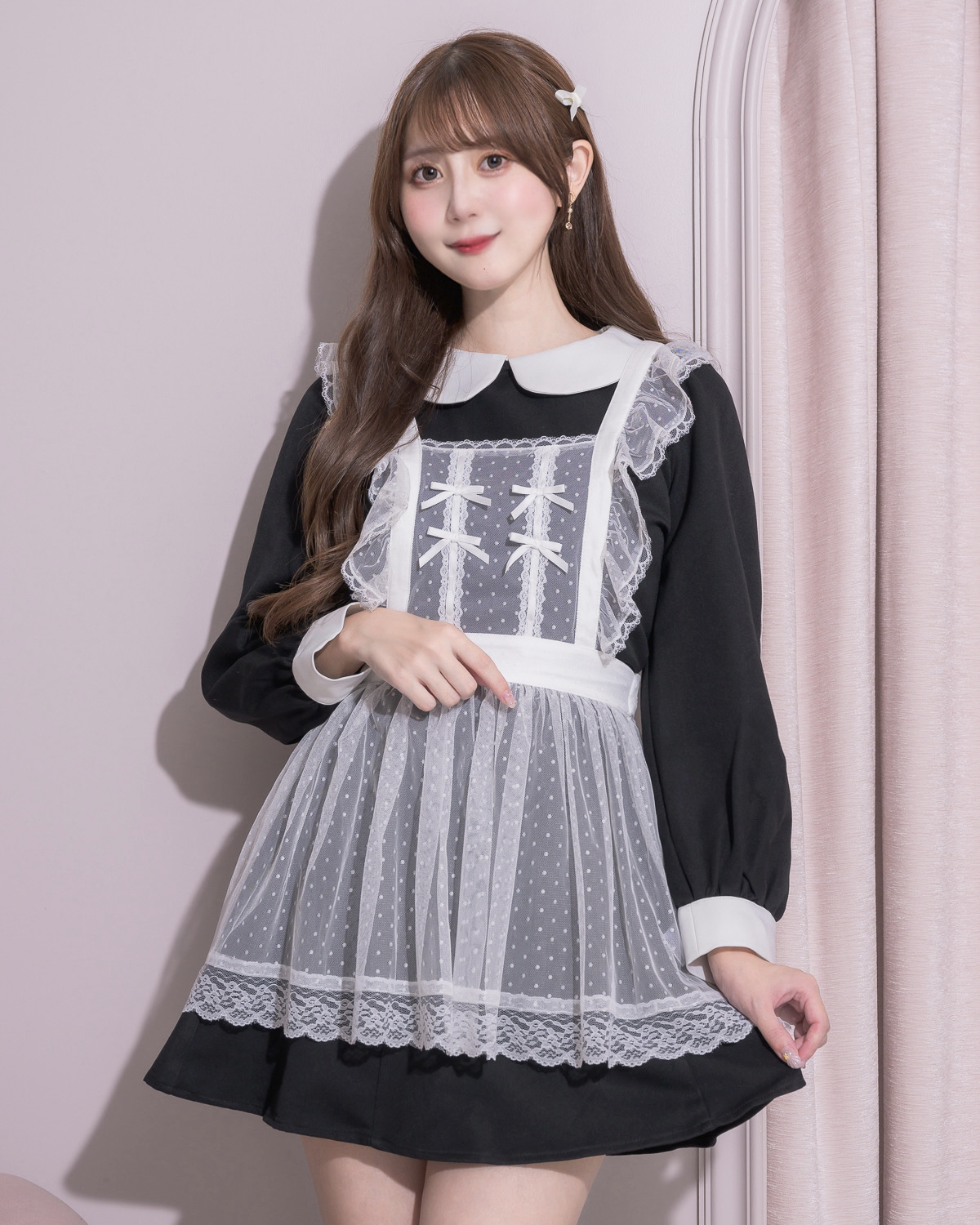 モデル身長:159cm/着用カラー:ブラック