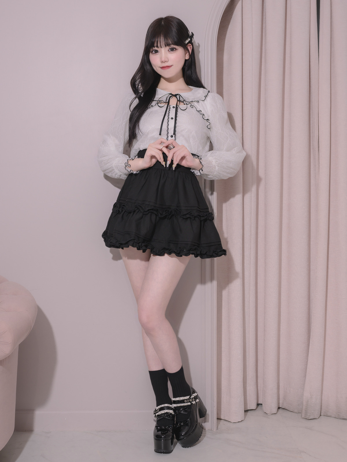 モデル身長:163cm/着用カラー:ホワイト