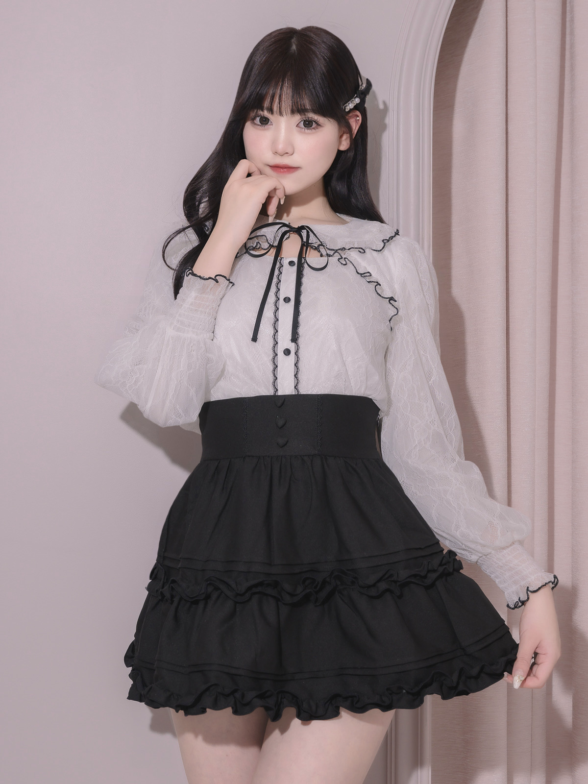 モデル身長:163cm/着用カラー:ホワイト