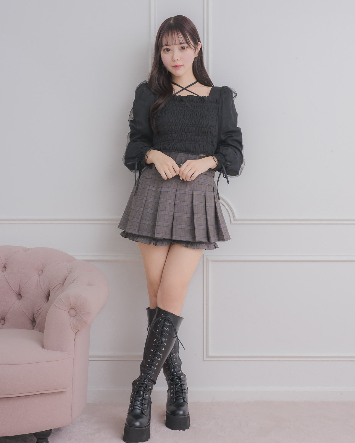 モデル身長：157cm/着用カラー：ブラック