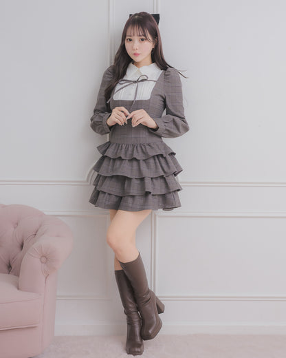 モデル身長：157cm/着用カラー：ブラウンチェック