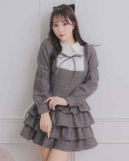 モデル身長：157cm/着用カラー：ブラウンチェック