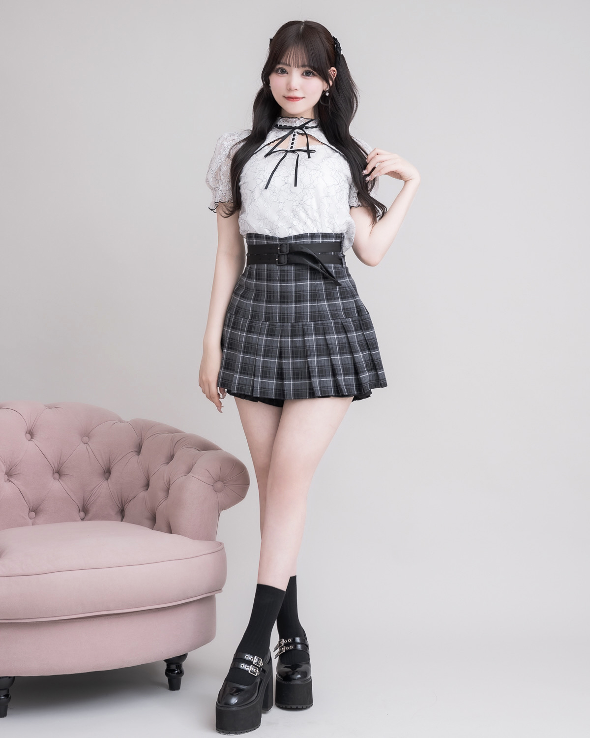 モデル身長:163cm/着用カラー:ホワイト