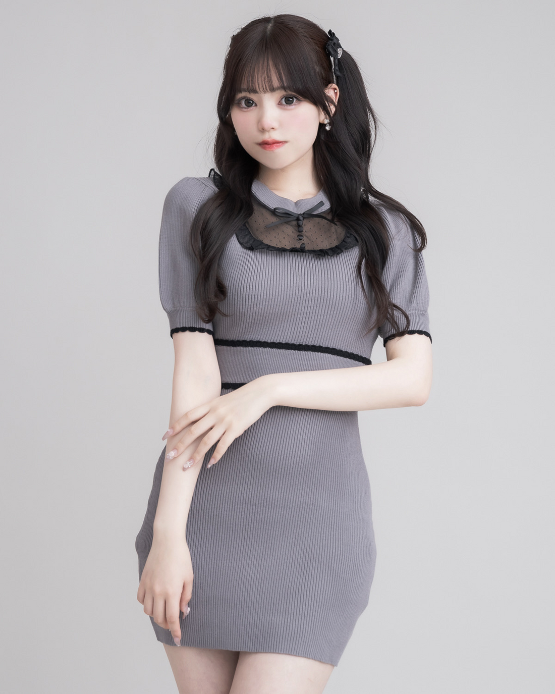 pium♥ フロントファスナーモノグラムニットワンピ フロントファスナーモノグラムニットワンピ – pium