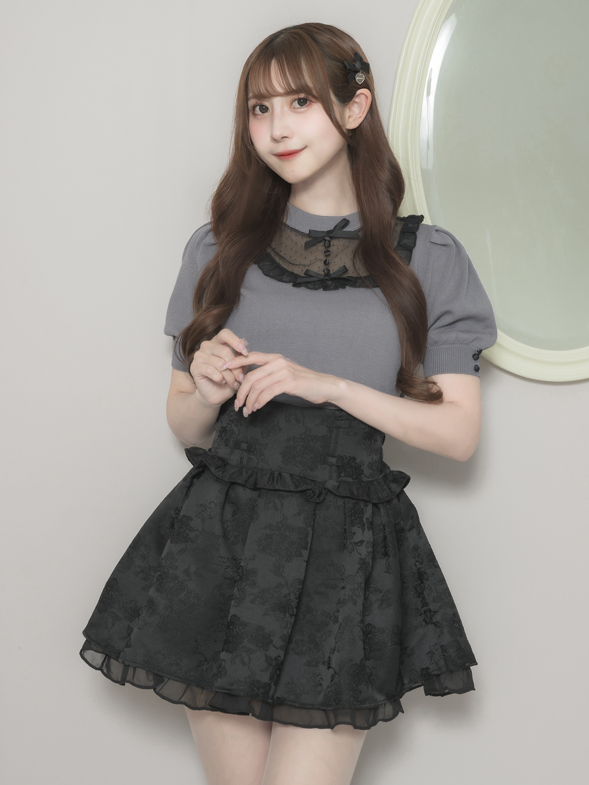 チュールフリルドーリーニットワンピース – pium