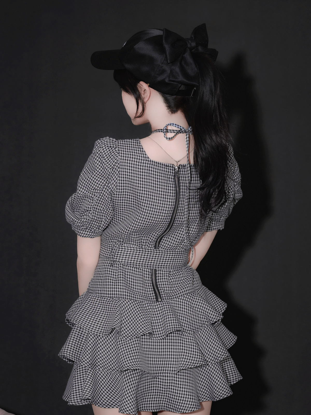 バックリボンサテンキャップ