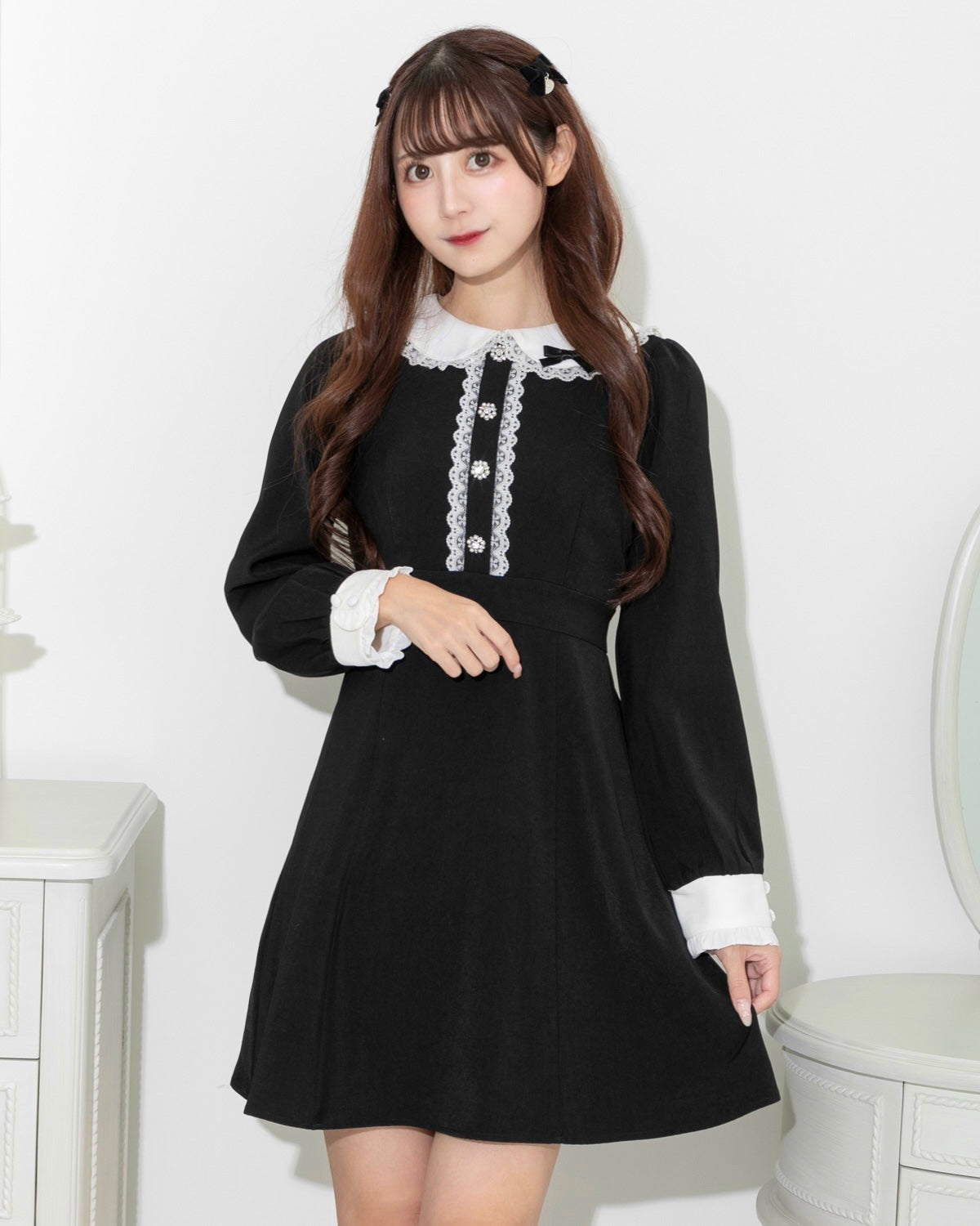 モデル身長:158cm/着用カラー:ブラック