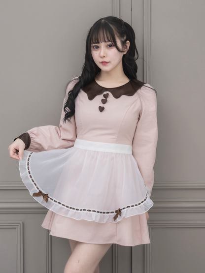 pium melty chocolate フリルエプロンワンピース ブラック melty chocolate フリルエプロンワンピース – pium