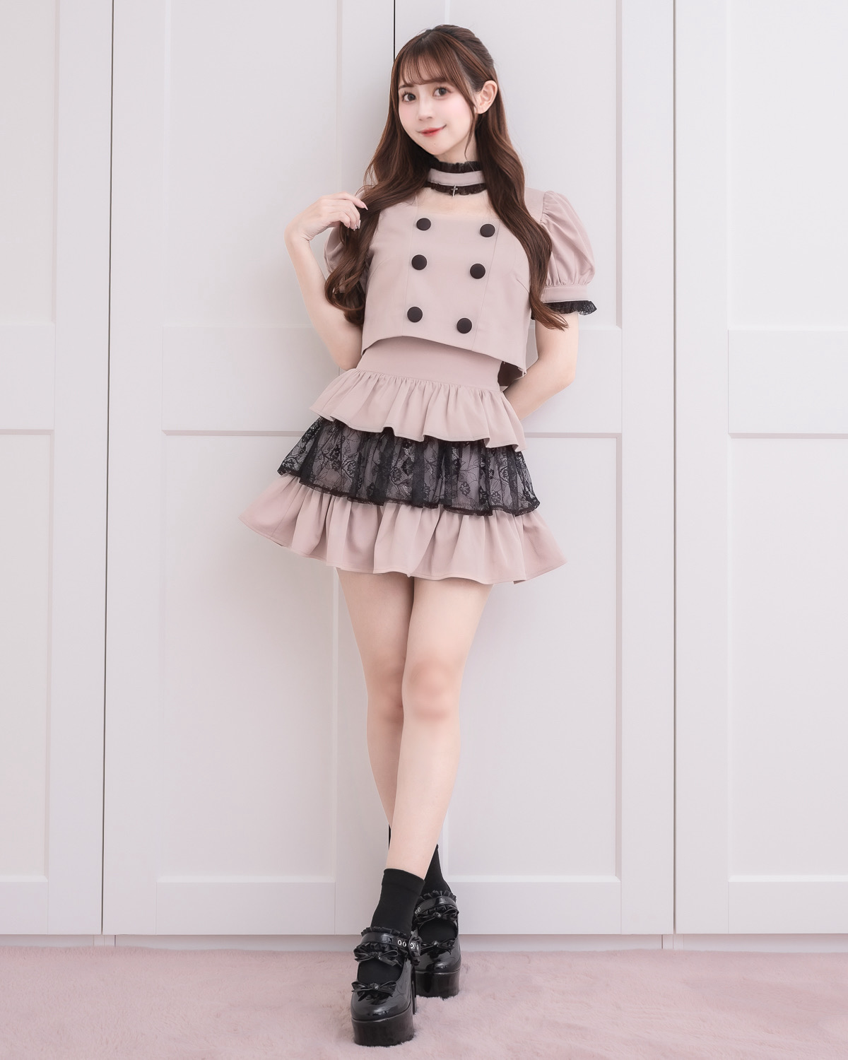 モデル身長:159cm/着用カラー:ピンク