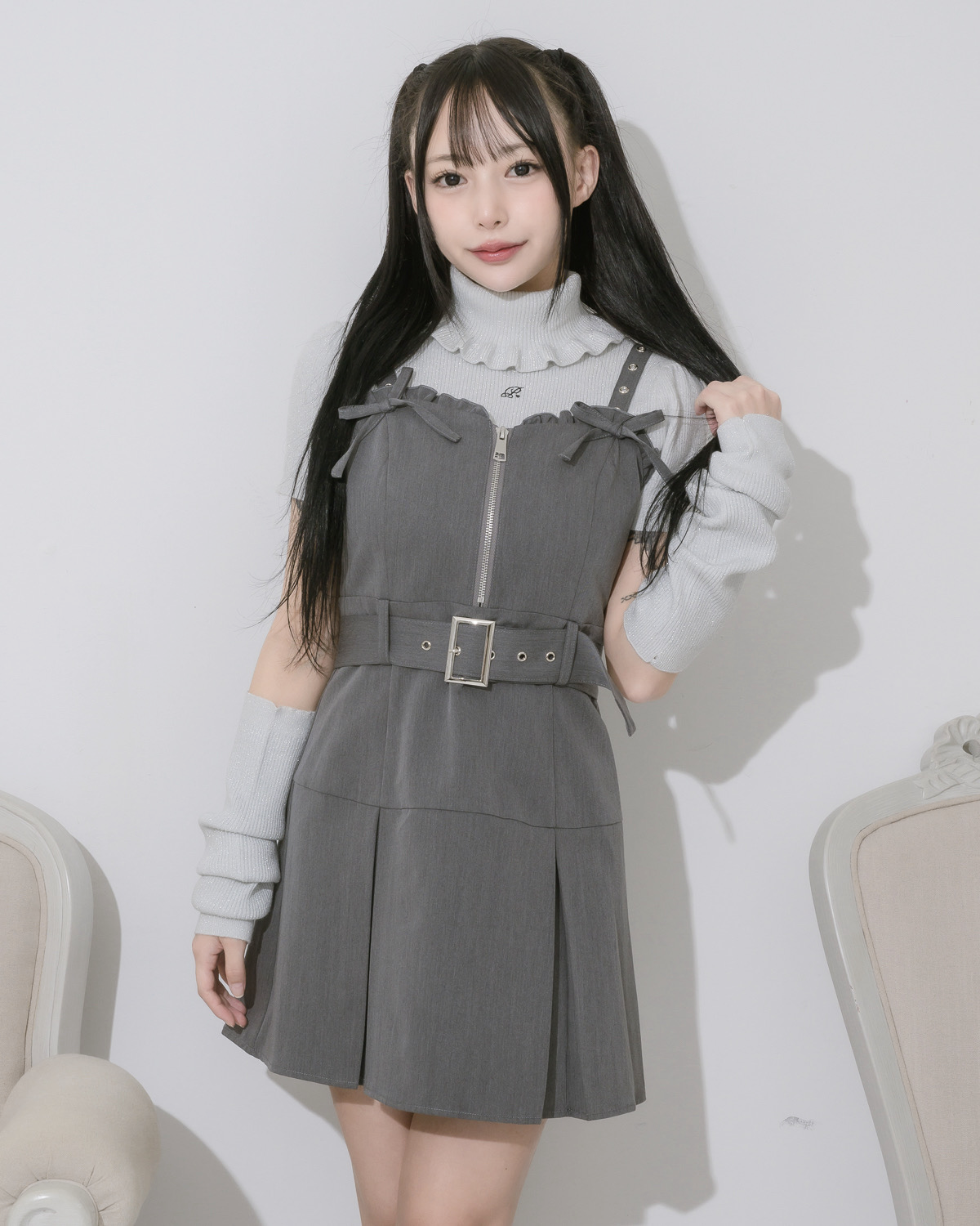 モデル身長:153cm/着用カラー:ホワイト