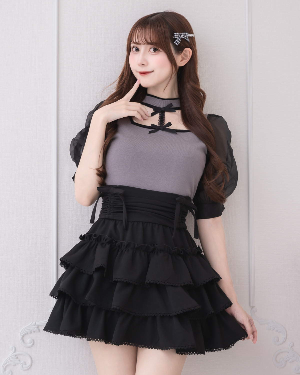 モデル身長:159cm/着用カラー:ブラック