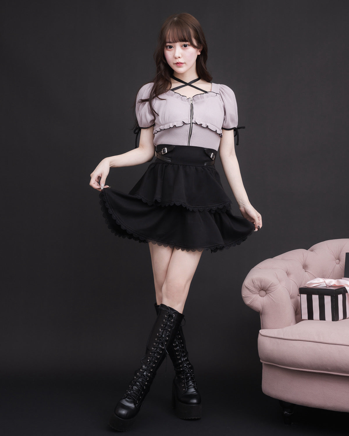 モデル身長:157cm/着用カラー:ブラック