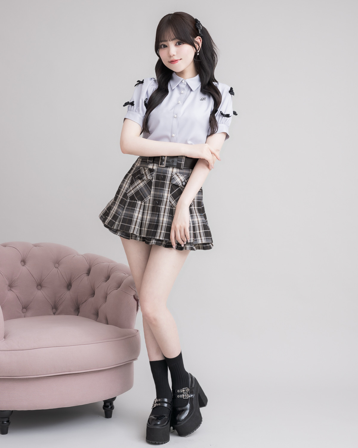 モデル身長:163cm/着用カラー:ブルーグレー