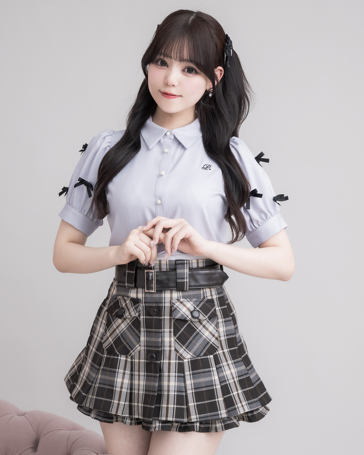 モデル身長：163cm/着用カラー:ブラウンチェック