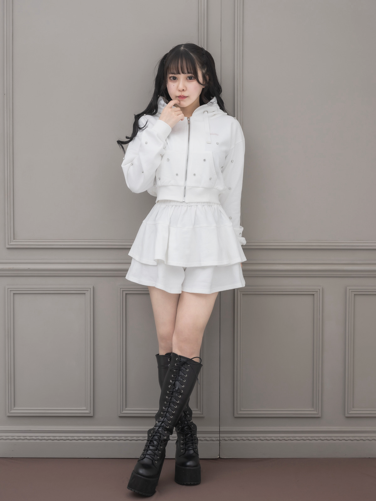 モデル身長:157cm/着用カラー:ホワイト