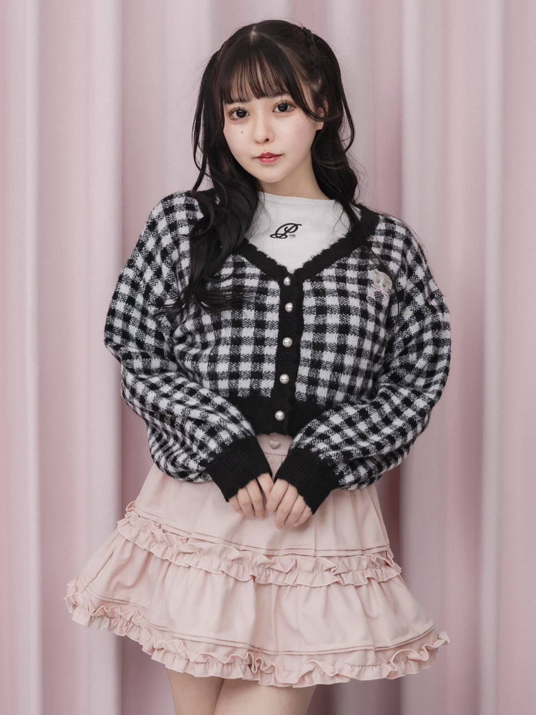 モデル身長:157cm/着用カラー:ブラックギンガム