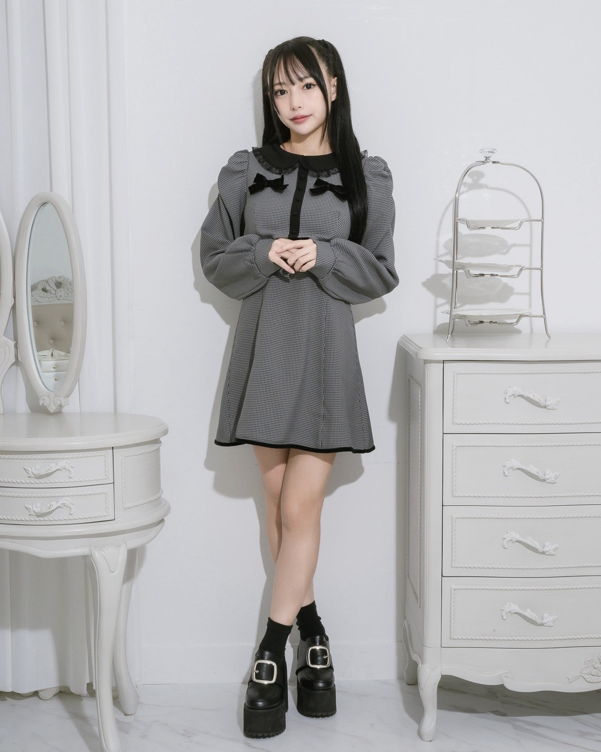 モデル身長:153cm/着用カラー:グレーミックス