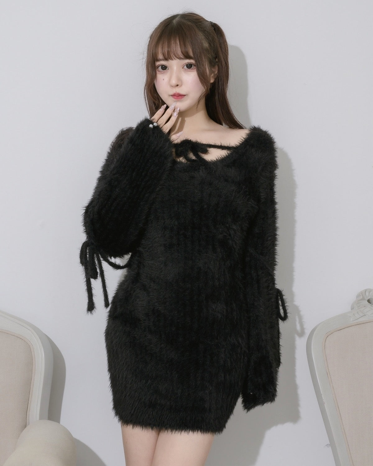 pium リボンテープフェザーニットワンピース リボンテープフェザーニットワンピース – pium