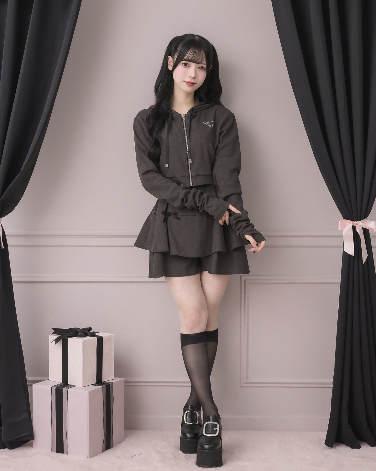 ギャザースリーブリブパーカーセット – pium