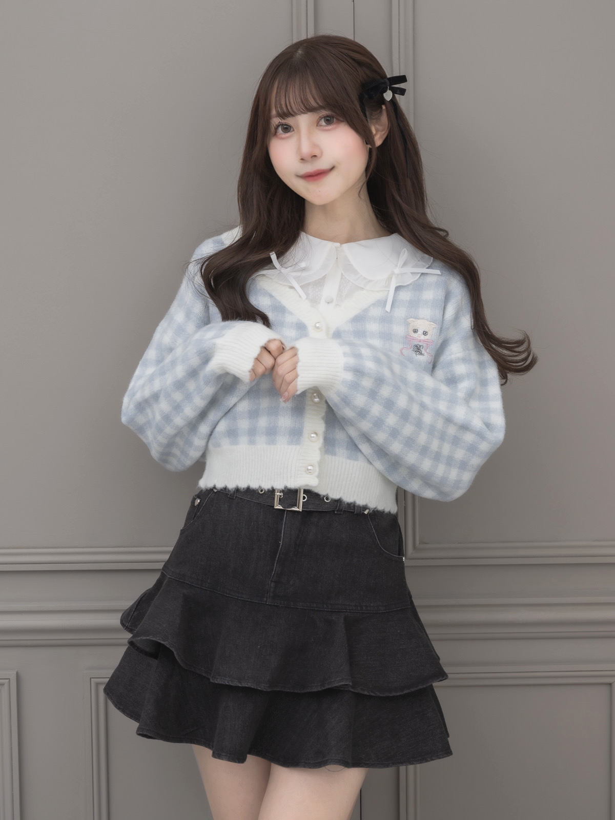 モデル身長:159cm/着用カラー:ブルーギンガム