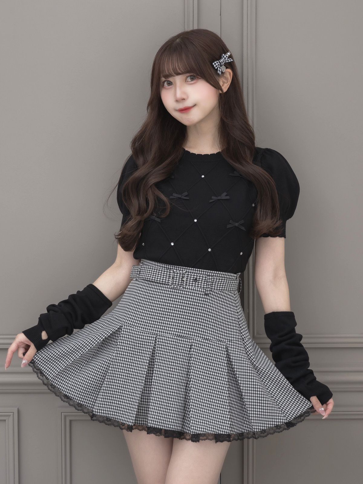 モデル身長:159cm/着用カラー:ブラック