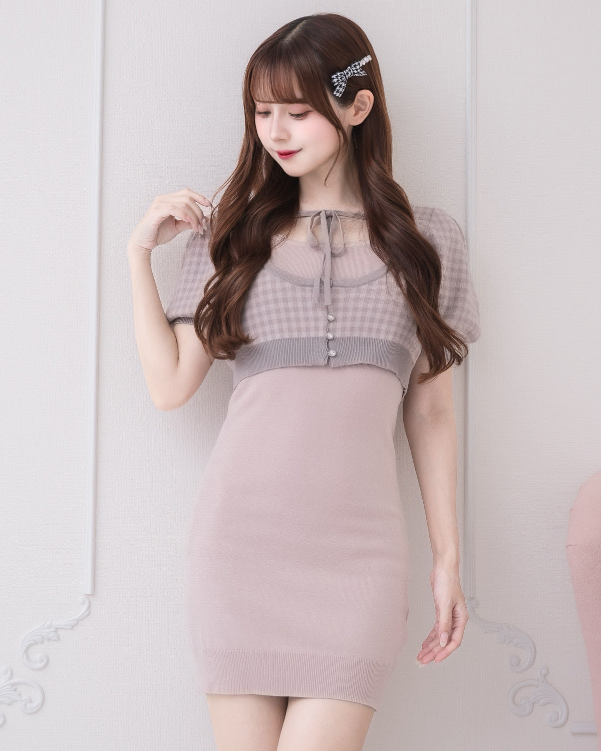 モデル身長:159cm/着用カラー:ピンク