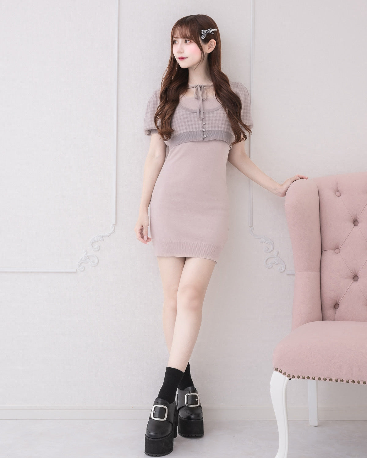 モデル身長:159cm/着用カラー:ピンク